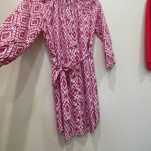 ANTHROPOLOGIE MAEVE MINI DRESS HOT PINK WHITE SZ M STRAP BELT SOPHISTICATED - Picture 16 of 16